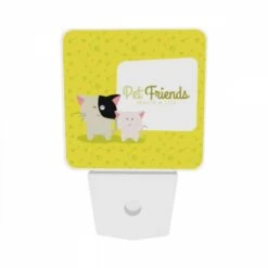 Night Light Set Of 2, A Cat And A Kitten Are Standing Next To A Sign That Says "Pet Friends." -Nuas Diy Shop 0027bef057023681d37e4f476794fde1f1f5241b