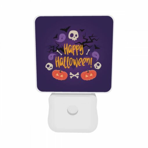 Night Light Set Of 2, A Purple Background With A Halloween Sign And Skeletons. -Nuas Diy Shop 003fde2c2faae7e71e531db845f9642a332cb5e5