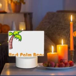 Rectangular Acrylic Night Light, A Cartoon Drawing Of A Palm Tree And The Words "West Palm Beach" On A White Background. -Nuas Diy Shop 0040ef7cfdfeea149c4417f287b26c7a13a04ef6