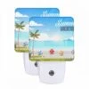 Night Light Set Of 2, A Colorful Beach Scene With Palm Trees And Umbrellas. -Nuas Diy Shop 006889c5f8e8d6a815a782d8bca1865058498c6a