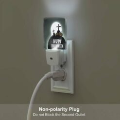 Night Light Set Of 2, A Black And White Image Of A Halloween Scene With A Cross And Pumpkins. -Nuas Diy Shop 00ce9e7724b89fa2ef122e7d9f41f1a376400995