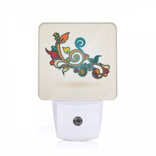 Night Light, A Colorful And Swirly Design With Leaves And Flowers. -Nuas Diy Shop 00d9b9691f71454e9551123ca8a2ad092ebdcc6b