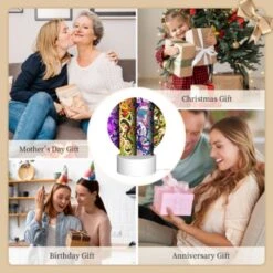 Round Acrylic Night Light, Four Different Colored Designs Of A Leaf. -Nuas Diy Shop 01695e98aa5a3c6d82dba7d65090bd4fdacff957