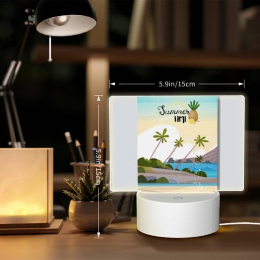 Rectangular Acrylic Night Light, A Colorful Poster Of A Tropical Island With A Pineapple On Top. -Nuas Diy Shop 01a20ff0cb31ae0ae9bc5f7a8f208eea0588ca0e