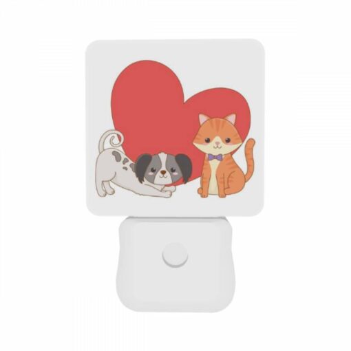 Night Light Set Of 2, A Dog And A Cat Are Sitting Next To Each Other. -Nuas Diy Shop 01af6763f546f4c35ee8b9ccd9527f9db7445db5