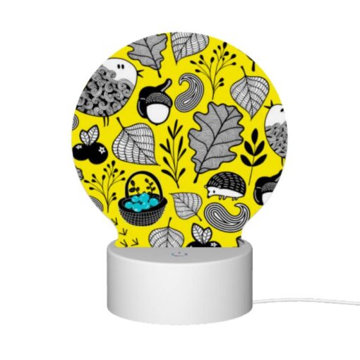 Round Acrylic Night Light, A Pattern Of Birds And Leaves On A Yellow Background. -Nuas Diy Shop 01dd2d7990bc5c1351fb204d64fa837f798a7d8b