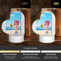 Love Acrylic Night Light, A Cartoon Woman Is Holding A Coconut And A Straw. -Nuas Diy Shop 0234c8687a5f3963dd784206fa6dfd6cbaed95f3