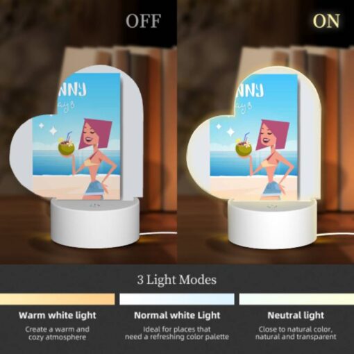 Love Acrylic Night Light, A Cartoon Woman Is Holding A Coconut And A Straw. -Nuas Diy Shop 0234c8687a5f3963dd784206fa6dfd6cbaed95f3
