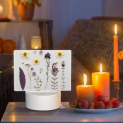 Rectangular Acrylic Night Light, A Collection Of Flowers And Leaves On A White Background. -Nuas Diy Shop 0293f7e0905faed0420a7f8647bd4d3584a81e9d