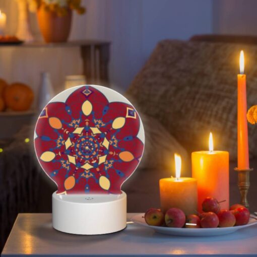 Round Acrylic Night Light, A Colorful Flower Design With A Yellow Center. -Nuas Diy Shop 0300b5015cf31a6feca9b07aa7527680a191f86c