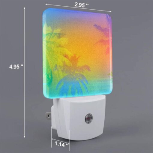 Night Light Set Of 2, A Colorful Sunset With Palm Trees In The Background. -Nuas Diy Shop 033f5187c9ccec1baab2262f87f75fae0d46d0f7
