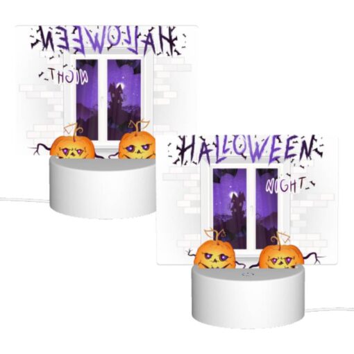 Rectangular Acrylic Night Light, Two Pumpkins Are Sitting In Front Of A Window -Nuas Diy Shop 034703cbb53e882fc3625b58e4f636061b71015d