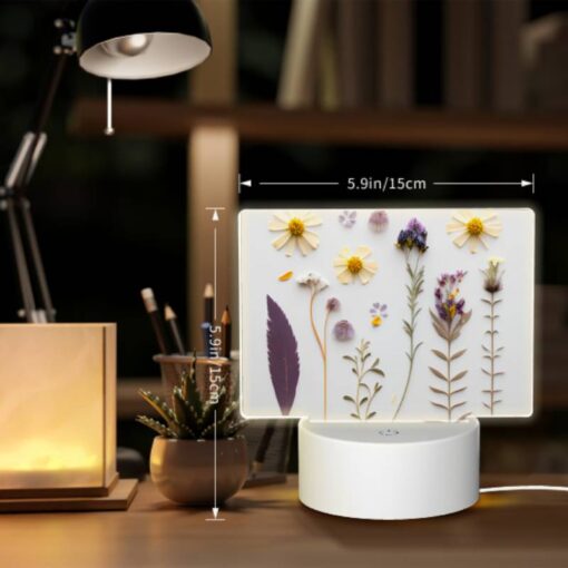 Rectangular Acrylic Night Light, A Collection Of Flowers And Leaves On A White Background. -Nuas Diy Shop 0365e2180a608095572c8f9236173a9f0742e685