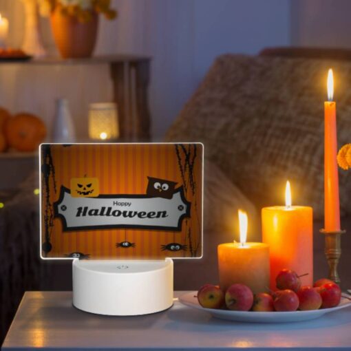 Rectangular Acrylic Night Light, A Sign That Says Happy Halloween. -Nuas Diy Shop 036c6e9a3b190b09832abe21fe52afde7bf4f01c