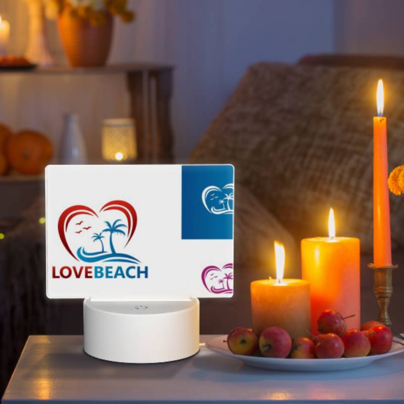 Rectangular Acrylic Night Light, A logo for Love Beach is shown in two different colors. Rectangular Acrylic Night Light, A Logo For Love Beach Is Shown In Two Different Colors. -Nuas Diy Shop 03ada7b290ca5f67f55b1187db430fc2d69c0c02