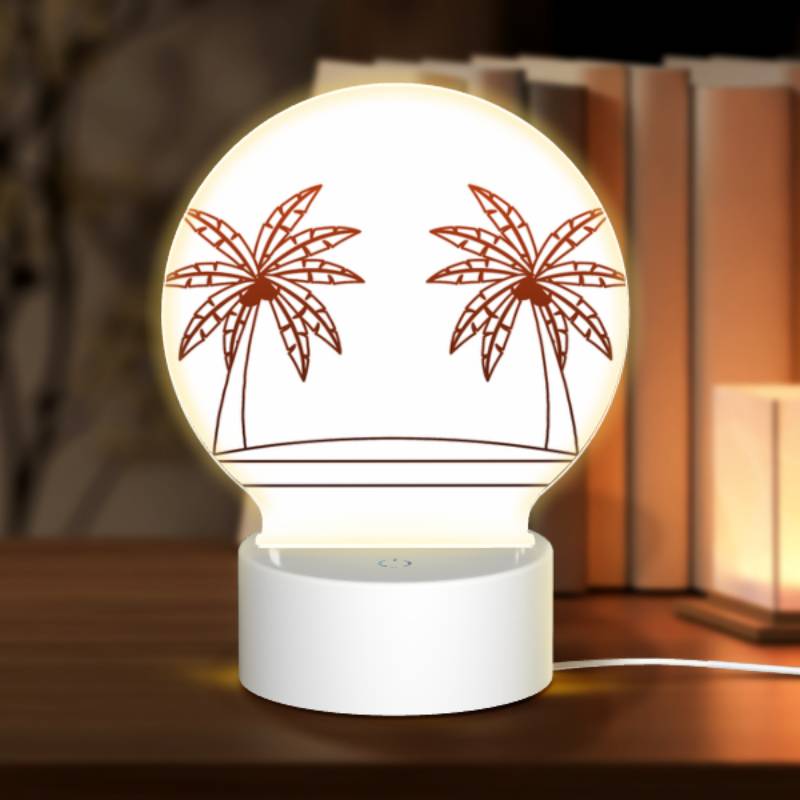 Round Acrylic Night Light, Two palm trees are on a white surface. Round Acrylic Night Light, Two Palm Trees Are On A White Surface. -Nuas Diy Shop 03c6798e047b78aafe38f197f23b892733466b77
