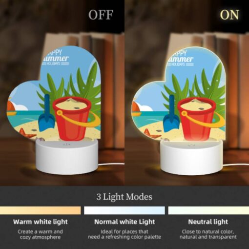 Love Acrylic Night Light, A Red Bucket Is Filled With Sand And Sits On A Beach With A Shovel And A Starfish. -Nuas Diy Shop 03dd5d49373d7add5ddcb7fc4bbdc297d63d79ad