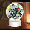 Round Acrylic Night Light, A Black And White Drawing Of A Cat And A Bird In A Forest. -Nuas Diy Shop 0420e5ce1a6eb09e07b806a2a8f9b08712fb29d0
