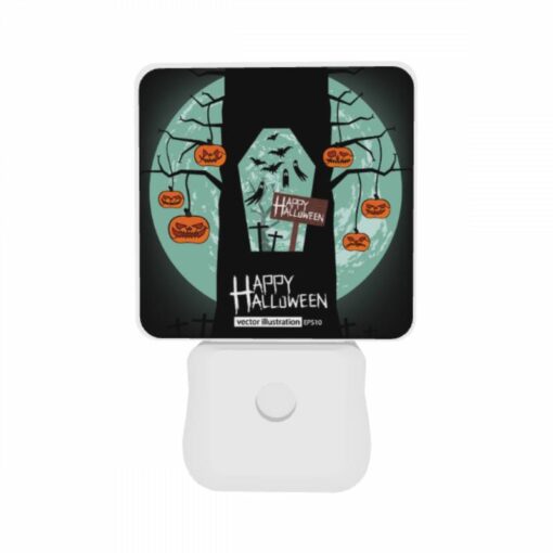 Night Light Set Of 2, A Tree With A Sign That Says Happy Halloween. -Nuas Diy Shop 046b2a63247af79ab0e4fbf6161b724bd7f0f9ac
