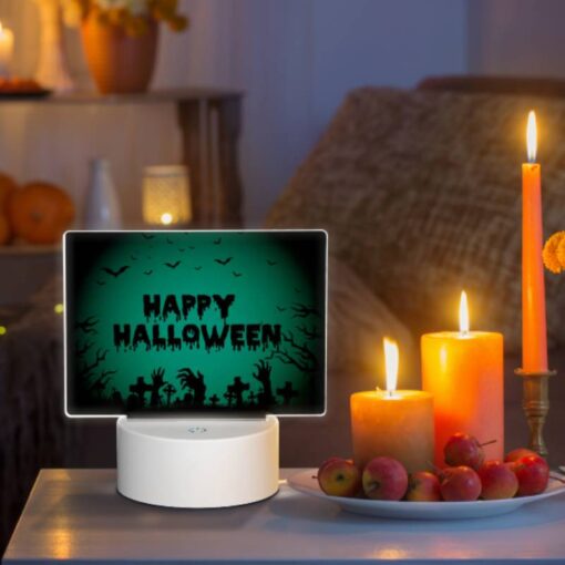 Rectangular Acrylic Night Light, A Halloween Sign With A Green Background And A Bunch Of Bats. -Nuas Diy Shop 057ed62e0920c45d5658c6bd9f807d3a5c1ad0cc