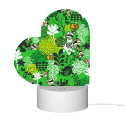 Love Acrylic Night Light, A Green And Yellow Floral Pattern With Bees And Flowers. -Nuas Diy Shop 05c2e1571def25488573fe7f36397fd49d373d22