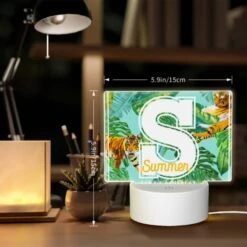 Rectangular Acrylic Night Light, A Colorful Image Of A Tiger And A Palm Tree With The Letter S In The Middle. -Nuas Diy Shop 05ebea2bb4eae15ff31a08a4178bb8b0245f220f