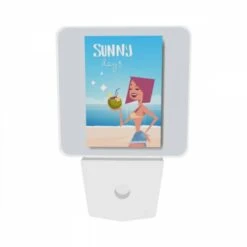 Night Light Set Of 2, A Cartoon Woman Is Holding A Coconut And A Straw. -Nuas Diy Shop 060a550d0c952a3680abf09dc74274372328b392