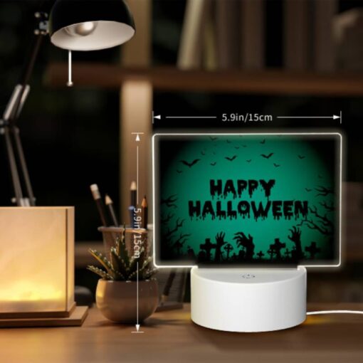 Rectangular Acrylic Night Light, A Halloween Sign With A Green Background And A Bunch Of Bats. -Nuas Diy Shop 06332e728bd1625be93354494abf69be85002e5f
