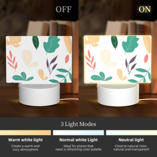 Rectangular Acrylic Night Light, A Collection Of Leaves In Various Colors. -Nuas Diy Shop 06c06ea92089f7efef328d0c2192aefed61390ca