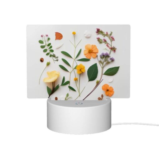 Rectangular Acrylic Night Light, A Collection Of Flowers And Leaves On A White Background. -Nuas Diy Shop 06f196989bc462750d717c369f37d0204cd684f7