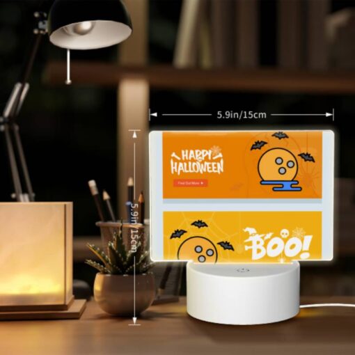 Rectangular Acrylic Night Light, A Halloween Themed Advertisement With A Pumpkin And Bats. -Nuas Diy Shop 073263ca64e2fe17ec5b9699952e1d328246b8cd