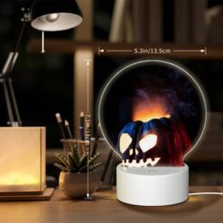 Round Acrylic Night Light, A Carved Pumpkin With A Face And A Flame In The Background. -Nuas Diy Shop 075c7cbde1eaafd7c31b8490064add45a355bce0