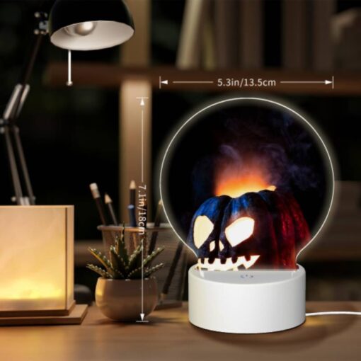 Round Acrylic Night Light, A Carved Pumpkin With A Face And A Flame In The Background. -Nuas Diy Shop 075c7cbde1eaafd7c31b8490064add45a355bce0