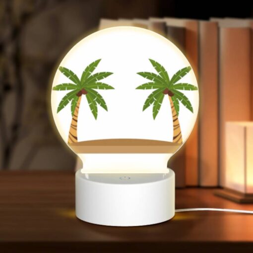 Round Acrylic Night Light, Two Palm Trees On A Sandy Beach. -Nuas Diy Shop 07b09aa88752daadd6f60d56dab0afc97befcdcb