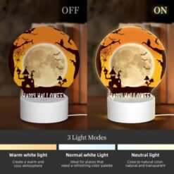 Round Acrylic Night Light, A Spooky Halloween Scene With A Full Moon And Bats. -Nuas Diy Shop 08058125bbd9be8c2a708d7fdfd8ce0311d21e29