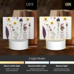 Rectangular Acrylic Night Light, A Collection Of Flowers And Leaves On A White Background. -Nuas Diy Shop 08120d34b2a7658a021047817e876057a13c5b59