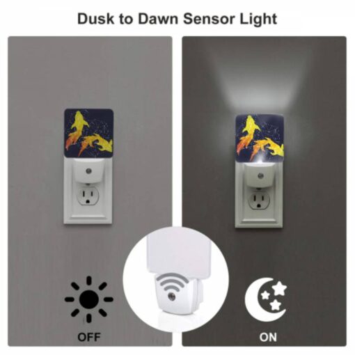 Night Light Set Of 2, A Yellow And Orange Fish Is Swimming In The Ocean. -Nuas Diy Shop 08316aab8302f05371c901944a28b57e008b4cb4