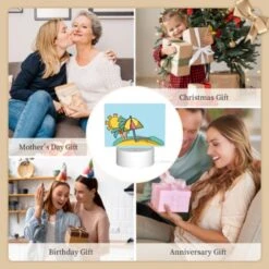 Rectangular Acrylic Night Light, A Cartoon Of A Beach With A Sun -Nuas Diy Shop 08579b8274bee273e6ca2ac615abbe21148778af