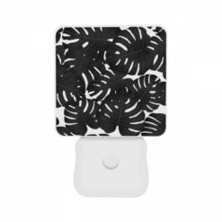 Night Light Set Of 2, A Black And White Photo Of A Bunch Of Leaves. -Nuas Diy Shop 085be7d87b57309478afa9c6e6184de6dfd9004b