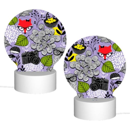Round Acrylic Night Light, A Colorful And Whimsical Design Featuring A Fox -Nuas Diy Shop 08ce6aeb825599e9da9bcf0241e501f5a1579458