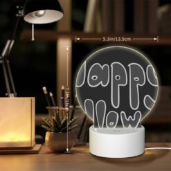 Round Acrylic Night Light, A Black And White Sign That Says "Happy Halloween". -Nuas Diy Shop 08cfee74a793e12a0865760b90cda49214ecb866