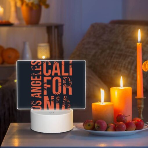 Rectangular Acrylic Night Light, A Colorful Sign That Says "California" With A Palm Tree On It. -Nuas Diy Shop 091ad95b38f1c30d105da1468e0f2cd6a29b6d75