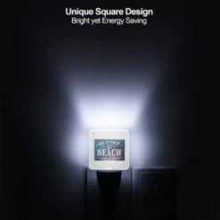 Night Light Set Of 2, A Blue And White Sign That Says "Sunset Beach.". -Nuas Diy Shop 09668c722925e9302154c358174582ebbfcc6694