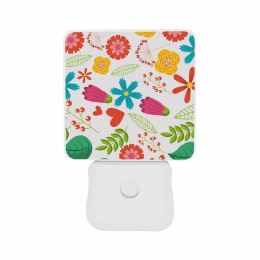 Night Light Set Of 2, A Colorful Flower Pattern With Hearts And Leaves. -Nuas Diy Shop 0986eff68ba316f3985a34447b5c2307c049042a