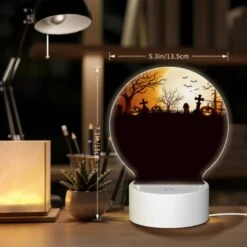 Round Acrylic Night Light, A Halloween Scene With A Full Moon And A Group Of Ghosts. -Nuas Diy Shop 0a2c99f6b82dff46a13fe53e2e71e51b13f6153e