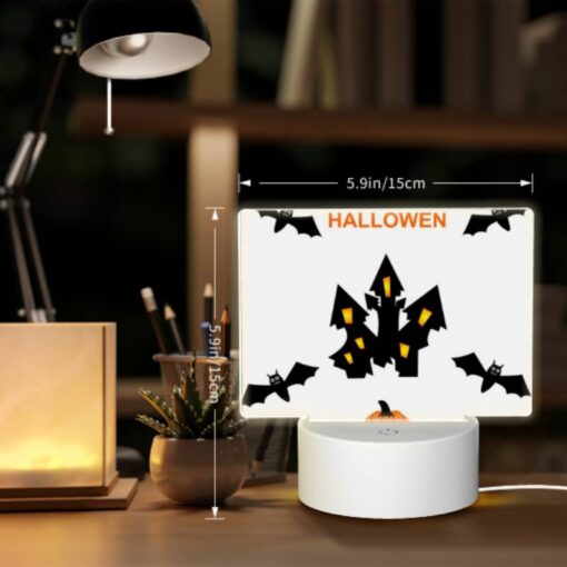Rectangular Acrylic Night Light, A Halloween Themed Image With A Pumpkin And Bats. -Nuas Diy Shop 0a85afaf29c2628830bdd73d2fc1a84fd8809811