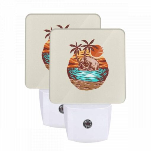 Night Light Set Of 2, A Skeleton Is Sitting On A Skull In The Ocean. -Nuas Diy Shop 0be6c089d139a1aca1943ae9b53f8c0f92c34ad3