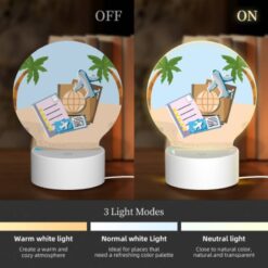 Round Acrylic Night Light, A Collection Of Travel Documents And A Suitcase Are Placed On A Sandy Beach. -Nuas Diy Shop 0c058bb416838d3348e8be708e484f22c50724fe