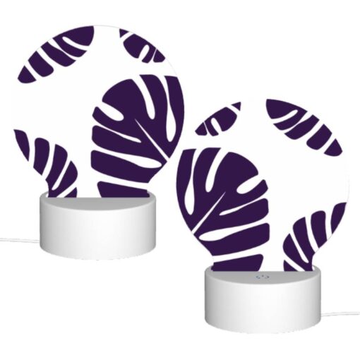 Round Acrylic Night Light, A Pattern Of Leaves On A White Background. -Nuas Diy Shop 0c1f5a6a7ed925ddca9f147cfca89c532b3c3541