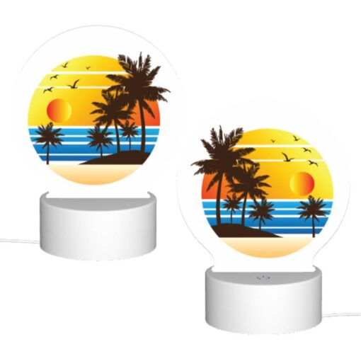 Round Acrylic Night Light, A Sunset With Palm Trees And Birds. -Nuas Diy Shop 0d5ae24dd8cad376c2904ca9ced462b9dced4b53